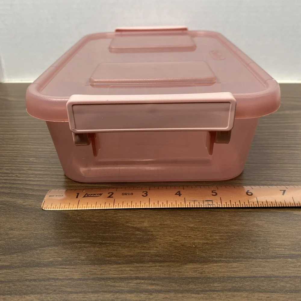 Sterilite 2.7 Qt. Modular Latch Box Plastic with Translucent Pink Base and Lid